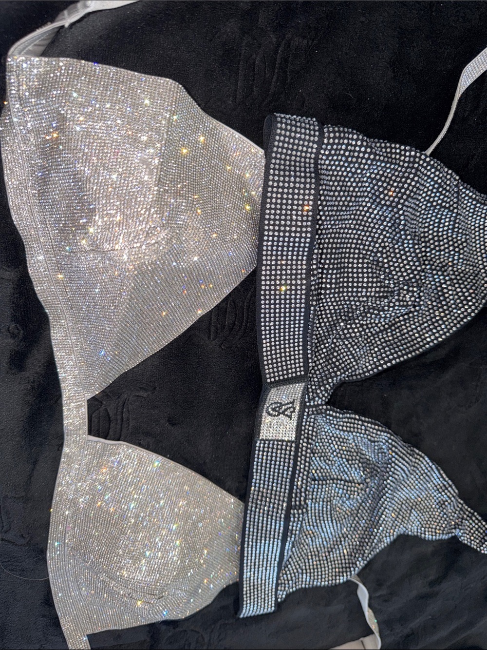 victoria’s Secret  Sparkle Triangle Bralette - Silver/Black